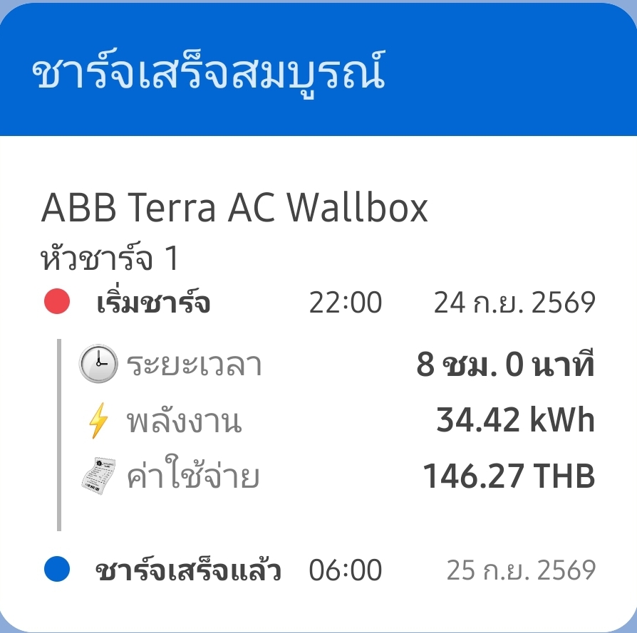การแจ้งเตือนการชาร์จ
